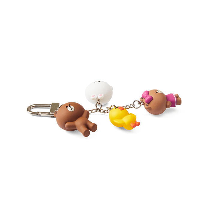 LINE FRIENDS TOYS BROWN & FRIENDS BROWN & FRIENDS WAGGLE WAGGLE KEY RING CHOCO EDITION (7182615216301)