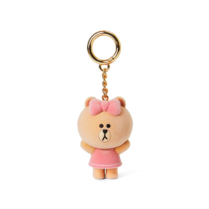 LINE FRIENDS TOYS CHOCO BROWN & FRIENDS CHOCO FLOCKING FIGURINE KEYRING (7182490763437)