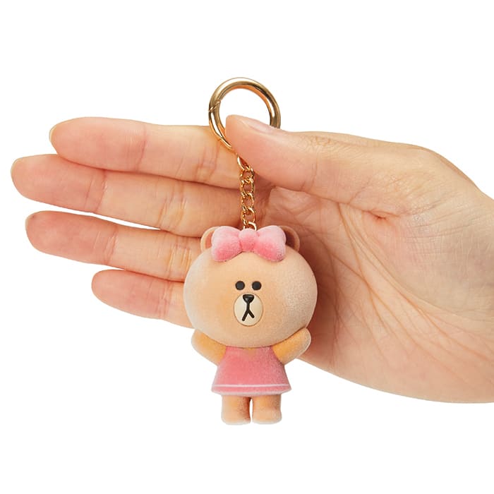 LINE FRIENDS TOYS CHOCO BROWN & FRIENDS CHOCO FLOCKING FIGURINE KEYRING (7182490763437)