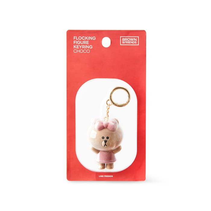 LINE FRIENDS TOYS CHOCO BROWN & FRIENDS CHOCO FLOCKING FIGURINE KEYRING (7182490763437)