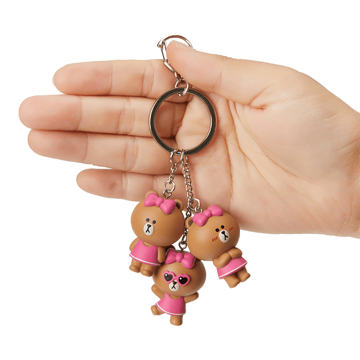 LINE FRIENDS TOYS CHOCO BROWN & FRIENDS CHOCO WAGGLE WAGGLE KEY RING (7182616690861)