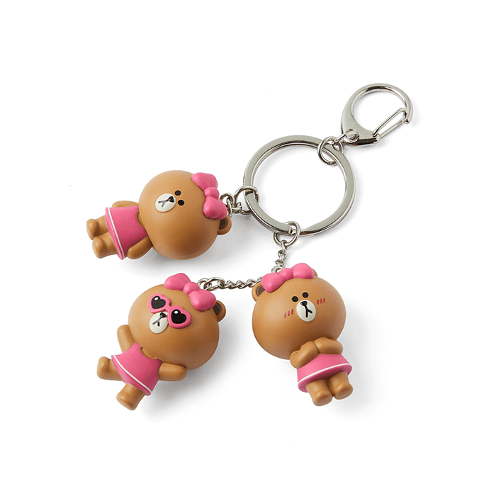 LINE FRIENDS TOYS CHOCO BROWN & FRIENDS CHOCO WAGGLE WAGGLE KEY RING (7182616690861)