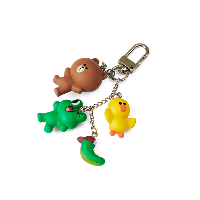 LINE FRIENDS TOYS EDWARD EDITION BROWN & FRIENDS WAGGLE WAGGLE KEY RING EDWARD EDITION (7182546665645)